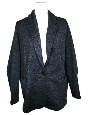 Lands End Cardigan Sweater Jacket Marled Blue Polyester Pockets Womens 1X/16-18W - Image 1 of 4