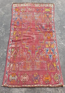 Tappeto lana multicolore orientale fatto a mano tradizionale turco vintage 153x83 cm - Foto 1 di 14