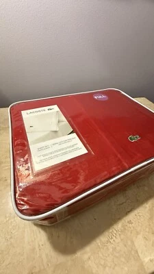 Auténtico juego completo de sábanas de lujo Lacoste 4 piezas sellado logotipo icónico rojo Navidad Foto 1 de 4