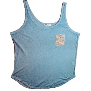 Women's Cream Crochet Lace Pocket Scoop Neck Tank Top-Awake, Light Blue, Large - Picture 1 of 3