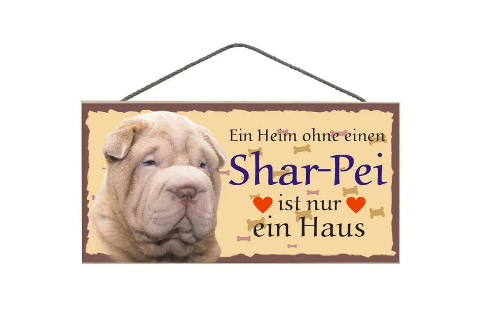 Türschild Shar Pei, Tierschild Hund aus Holz, Holzschild, Wandschild - Bild 1 von 1