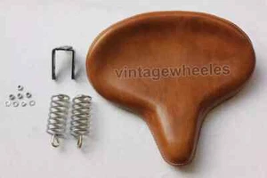 Fits For Royal Enfield Classic Harley Style Low Rider Seat Spring Brown Solo - Picture 1 of 5