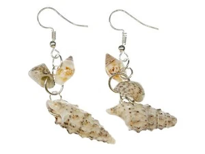 Shell Earrings Miniblings Pendant Handmade Beach Sea Boho Beige 2 - Picture 1 of 5