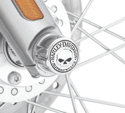 OEM HARLEY DAVIDSON AXLE COVER, WILLIE G SKULL CHROME - 43163-08A [NEW] - Image 1 of 4