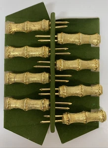 Vintage MCM Regent Sheffield England 8 Corn Cob Bamboo Style Holders Set NOS - Picture 1 of 6