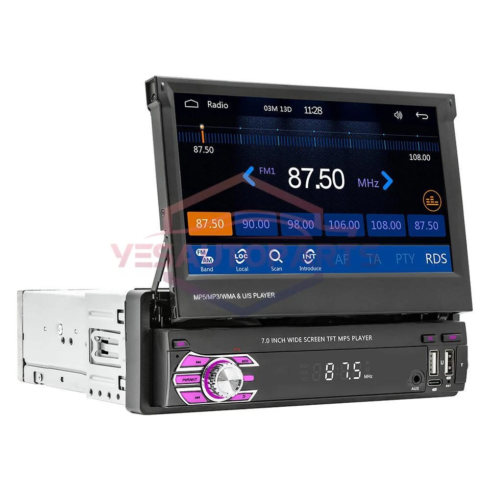 Radio Car Stereo Touch Screen 1Din MP5 Player BT For Apple Carplay Android Auto - Imagem 1 de 4