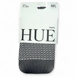Hue Two Tone Net Tights Womens Size M/L 1 Pair Ink Blue and Black Mix New - Picture 1 of 6