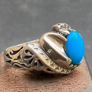 all sizes Sterling Silver mens ring Handmade Jewelry Natural sky Turquoise Rings - Picture 1 of 13