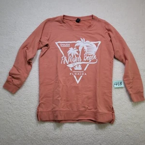 Ft Myers Beach Sweatshirt Graphic Print Pullover XS Peach Pre-owned - Picture 1 of 10