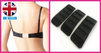GLAMOUR SECRETS BH-Verlängerer - 3er Pack - 2 Haken (35 mm) - SCHWARZ - BH Verlängerungsriemen