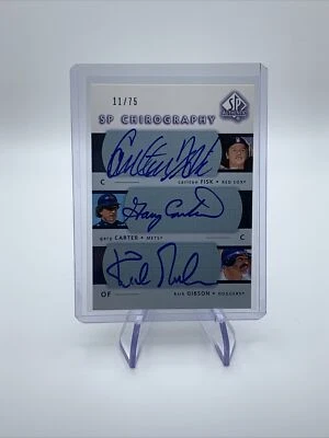 Upper Deck SP 2003 quirografía Carlton Fisk/Gary Carter/Kirk Gibson 3XAUTO/75 Foto 1 de 4