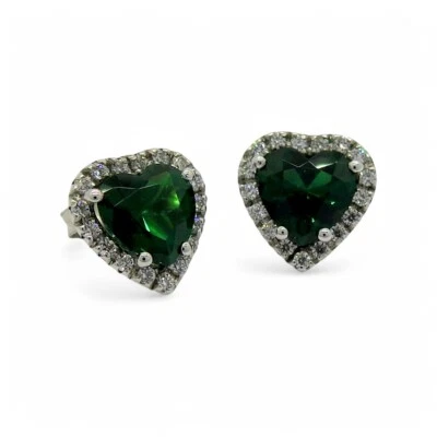 Orecchini cuore verde in argento 925 - Immagine 1 di 2