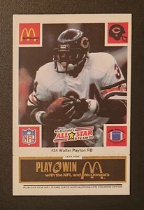 WALTER PAYTON 1986 MCDONALD'S ALL STAR TEAM CARD CHICAGO BEARS - Picture 1 of 1