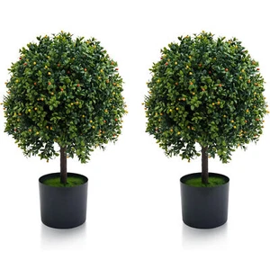 2PCS 20" Artificial Topiary Trees Fake Trees UV Indoor/Outdoor Home Decor - Picture 1 of 10