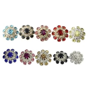 Prettyia 5pcs Sparkle Silver Rhinestone Flower Shank Buttons Sewing Crafts - Picture 1 of 7