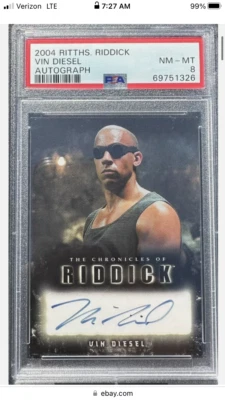 2004 Rittenhouse The Chronicles of Riddick VIN DIESEL autograph PSA 8 NM-MT - Image 1 of 2
