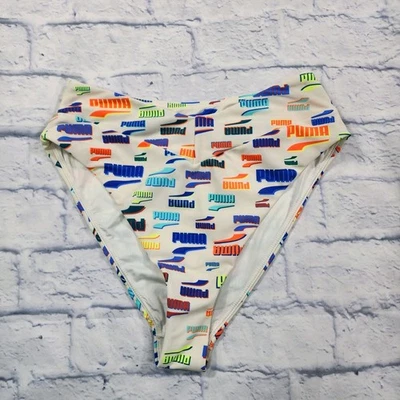 Cueca de biquíni Puma feminina tamanho M logotipo bege cintura alta - Imagem 1 de 4