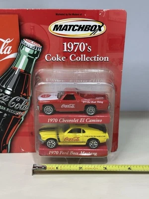 Matchbox Coca-Cola 1970 El Camino & Boss Mustang Diecast 2-Pack NEW - Image 1 of 4
