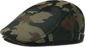 VOBOOM Men Newsboy Cap Cotton Flat Ivy Gatsby Driving Hat (Green Camouflage)  - Picture 1 of 7