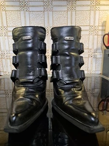 New Rock Malicia Black Leather Goth Punk Boot Metal 10Cm Stiletto UK 6 1/2 Rare - Picture 1 of 9