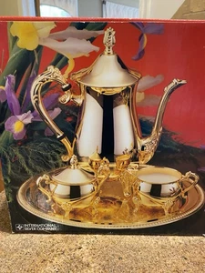 International Silver Company Gold Plated 4 Piece Coffee Set, Excellent Condition - Picture 1 of 7