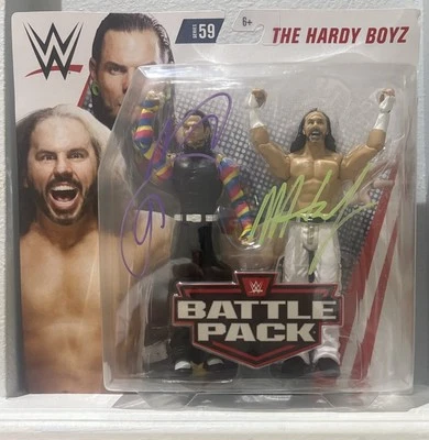 WWE WWF SIGNED Battle Pack Series 59 HARDY BOYZ Matt & Jeff Hardy WRESTLING AUTO - Image 1 of 4