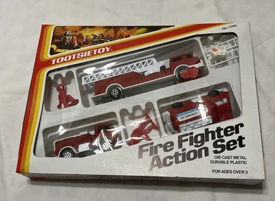 Tootsie Toy 1749 Fire Fighter Action Set - Vintage 1986 Fire Truck Engine Tanker - Image 1 of 4