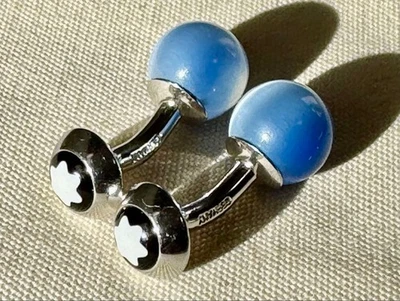 Gemelos Montblanc Redondos Azul Fijo Acero Inoxidable Hecho en Alemania Foto 1 de 4