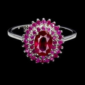 925 Sterling Silver Ring Oval Ruby 7x5mm Ruby Natural Gemstone Jewelry Size 7.5 - Picture 1 of 14