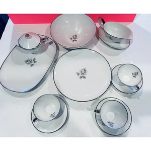 50's German Bavaria Remembrance platinum trim saladmaster porzellan_set for 3+.. - Picture 1 of 5