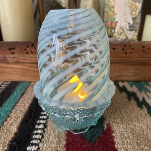 Vintage Fenton Blue Swirl opalisierende Glas Feenlampe. Top Zustand. - Bild 1 von 9