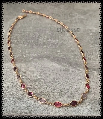 Collier cristal De Swarovski couleur Violet Plaqué Or 18 Carats Bijoux Femme - Photo 1/4