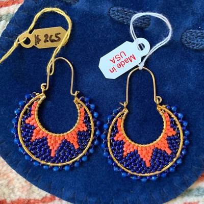 🏞 Pendientes de aro de MIGUEL ASES rellenos de oro / cuentas Miyuki Foto 1 de 2