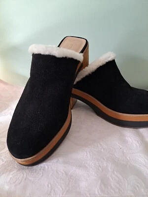 Zueco Anthopologie Bernardo forrado piel de oveja tacón madera gamuza RETRO AÑOS 70 negro 8,5 Foto 1 de 4