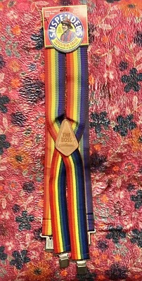 Liar's Brand Vintage Suspenders 🌈 Rainbow 🌈 1992 New - Image 1 of 4