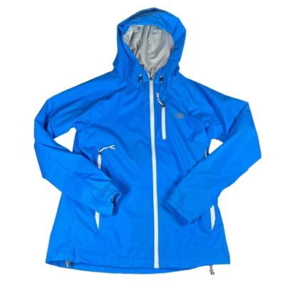 Chaqueta cortavientos New Balance Lt azul brillante cremallera completa con capucha cordón L Foto 1 de 4