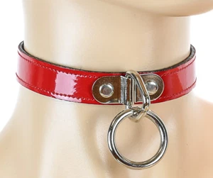 Red Patent Premium Bondage Choker 3/4" Wide Punk Goth Rockabilly Collar - Picture 1 of 1