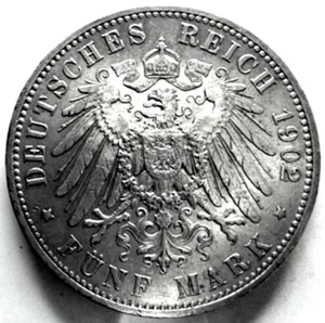 GERMANIY (Germania) Prussia - 5 Mark 1902   - Picture 1 of 8