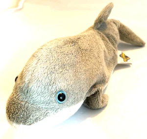 Der Streichelzoo grauer Delfin Plüschtier Stofftier blaue Augen weißer Bauch 13 Zoll - Bild 1 von 5