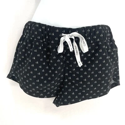 Pantalones cortos Calvin Klein para mujer ropa de dormir negros blancos con logotipo deletreado talla M Foto 1 de 4