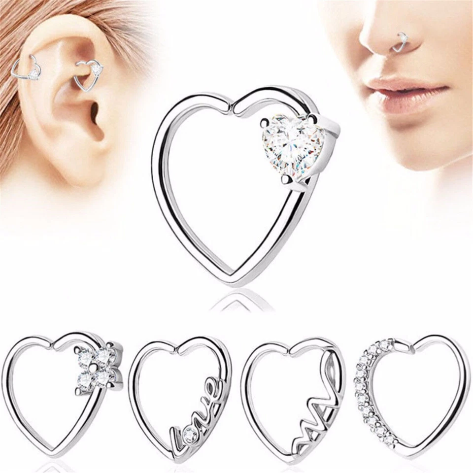 Par Anillo Nariz Aro Oreja Cartílago Hélice Tragus Torre Cómodo Daith Piercing 18G Gemas Foto 1 de 4