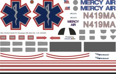Decalcomania 258 Bell 222 Mercy Air N419MA - Bild 1 von 2