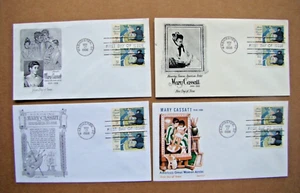 1966 FDC LOT 1322a / 1322 MARY CASSATT LUMINESCENT TAGGED & UNTAGGED - 4 ISSUES - Picture 1 of 6