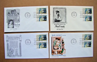 1966 FDC LOT 1322a / 1322 MARY CASSATT LUMINESCENT TAGGED & UNTAGGED - 4 ISSUES - Image 1 of 4