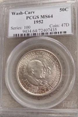 WASH-CARV 50C PCGS MS64 1952 SERIES 100 COIN 47D TP-3334 - Image 1 of 2
