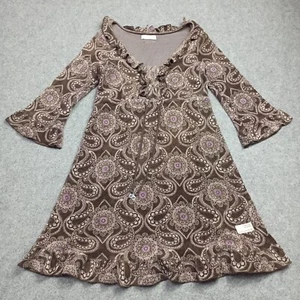 Odd Molly Womens Velour Tunic Dress Size 0 - XS Brown Cotton Paisley Top 14 - Picture 1 of 13
