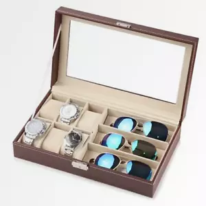 10x Watch 6 Grids Storage Boxes And 3 Grids Women Sunglass Eyeglasses Organizer - Picture 1 of 8