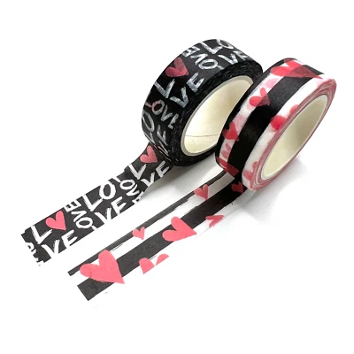 Graffiti Love and Hearts Valentine's Washi Tape 2 PC Set Scrapbooking Journals - Image 1 of 2