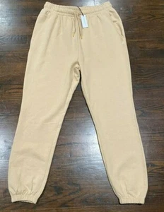NWT! WeWoreWhat Cotton Jogger Sweatpants Women's Size L Tan Drawstring Waist - Picture 1 of 8