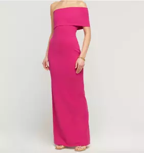 SOLACE LONDON Lana One Shoulder Crepe Knit Maxi Dress in Fuchsia UK10 - Picture 1 of 6